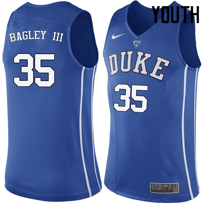 Youth Duke Blue Devils #35 Marvin Bagley III College Basketball Jerseys Sale-Blue - Click Image to Close